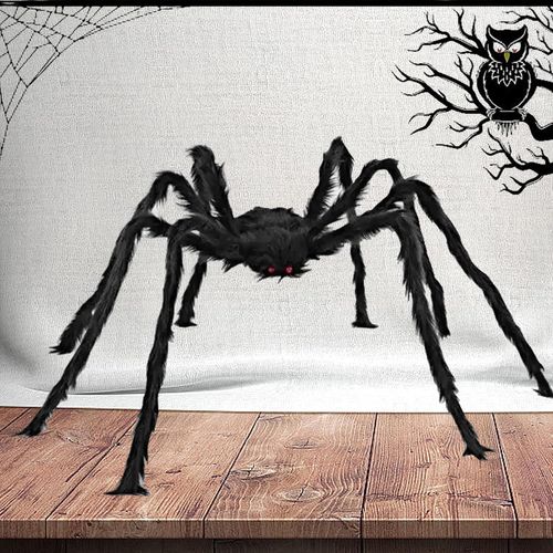 CAUC-Noire de 1,5 mètre Araignées à Peluche Longue Grande Taille Spider pour décoration d'halloween Jouets créatifs Accessoires