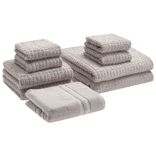 Lot de 9 serviettes ATAI Coton Gris clair