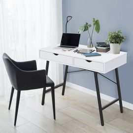 Bureau Boston 100 X 48 Cm/ Blanc Et Métal Noir/ 100x48x75cm