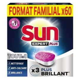 Capsules lave-vaisselle Sun expert tout en 1 extra plus brillant x60