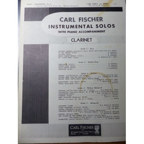 Partition Carl Fischer / Instrumental Solos Clarinet