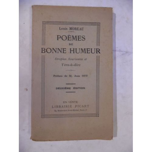 Livre Dédicacé Envoi - Louis Moreau - Poèmes De Bonne Humeur - Strophes Souriantes Et Vers-À-Dire - 1928 - 147 Pages - 11,5 X 19 Cm