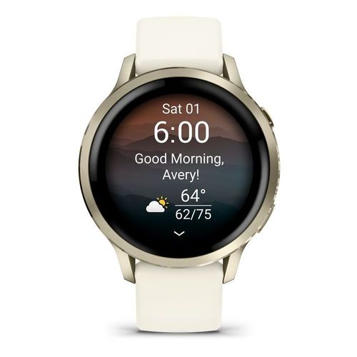 Montre connectée Garmin Venu 4 41 mm Beige et Or lunaire avec bracelet silicone Ivoire