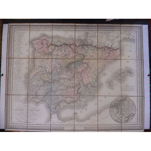 Carte Des Routes De Postes Et Itinéraires D'Espagne Et De Portugal - Charles Picquet - Dressé Par Lapie - Nouvelle Édition - 1822 - 65,5 X 51,5 Cm