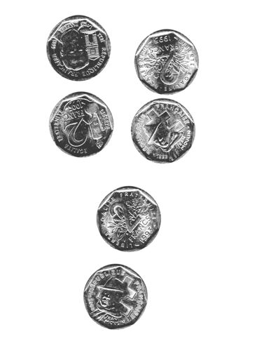 France- Lot 6 Pièces 2 F Commemo Pasteur/2 Jean Moulin / 4