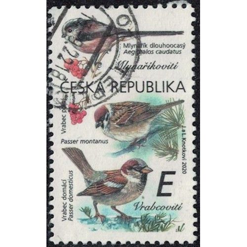 République Tchèque 2020 Oblitéré Used Oiseaux Aegithalidae Et Passeridae Y&t Cz 955 Su