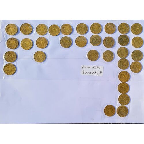 Lot De 33 Pièces De 20 Cts Marianne - Année 1970 Dont 1 Année Complète