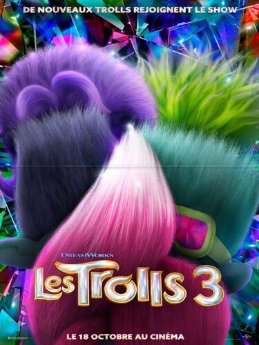 Les Trolls 3 (Trolls Band Together) - Véritable Pré-Affiche De Cinéma Pliée - Format 40x60 Cm - De Walt Dohrn Avec Les Voix De Anna Kendrick, Justin Timberlake, Camila Cabello - Animation - 2023