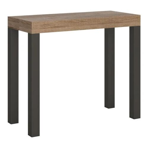 Console Extensible 90x40/196 Cm Everyday Small Chêne Nature Cadre Anthracite