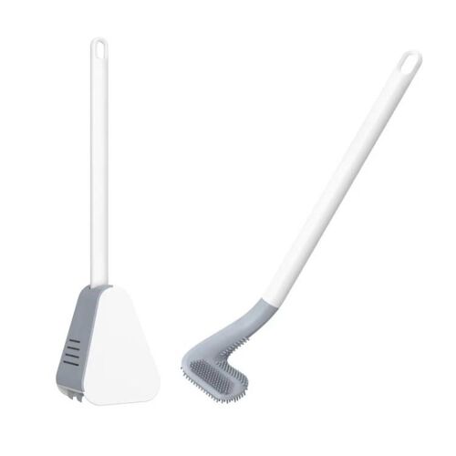 Brosse WC Golf-Auto-Ouverte,Base Imperméable,Blanc-Blanc
