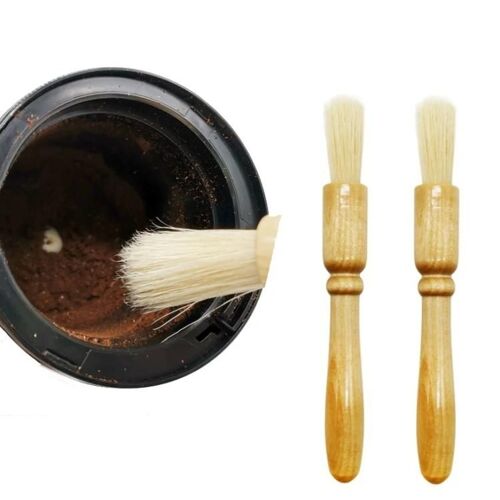 Set de Brosses Moulin à Café-2 Pcs Manche en Bois Barbecue & Brosse de Nettoyage-Blanc