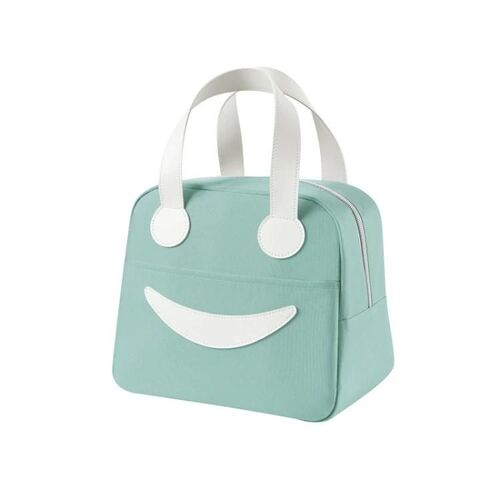 Sac à lunch Smiley-Petit vert avec poignées en cuir |