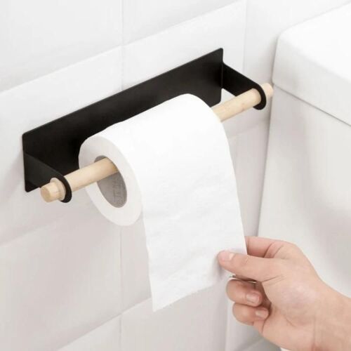 Porte-papier essuie-tout non perforé-Noir Porte-serviettes pour le rangement de la salle de bain Noir