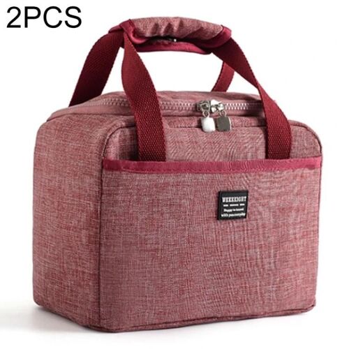 Sacs à lunch imperméables à l'eau-2 PCS Oxford Pochette de pique-,rouge foncé rouge foncé