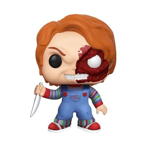 Chucky Jeu D¿Enfant Pop! Movies Vinyl (Exc) Figurine Chucky Half (Bd) 9 Cm