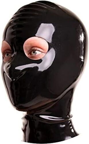 Cagoule En Latex Cagoule Latex Noir Masque En Latec Fetiche Cagoule Avec Fermeture Éclair Arrière Latex Hood With Rear Zipper Rubber Hood Noir Medium Unisexe