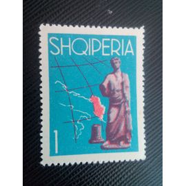 Timbre Albanie Y T 590 Carte De La Mer Adriatique Et De L'albanie Et Statue Romaine 1962 ( 120208 )