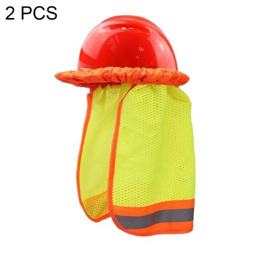 Housse de casque de protection solaire-2 PCS Capuchon réfléchissant respirant,jaune fluorescent