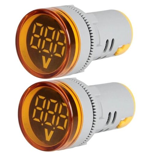 Indicateur de signal de tension DC-22mm Rond 6-100V Voltmètre universel-2 PCS Jaune ST16VD-05 Jaune