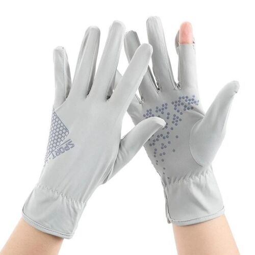 Gants de conduite-Crème solaire,Anti-ultraviolets,Antidérapants,Soie glacée,Gris fumée Gris fumé