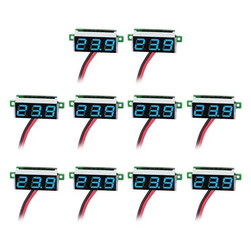 Voltage mètre numérique-10 PCS 0,36"" double fil,DC 2,5-30V,bleu affichage bleu