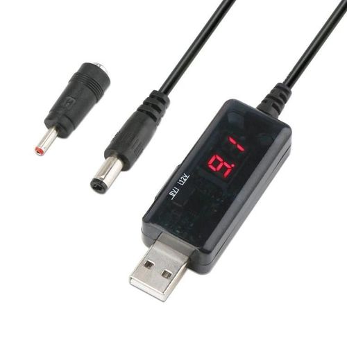 Câble USB Boost-Convertisseur de tension réglable 5V à 9V/12V 1A-