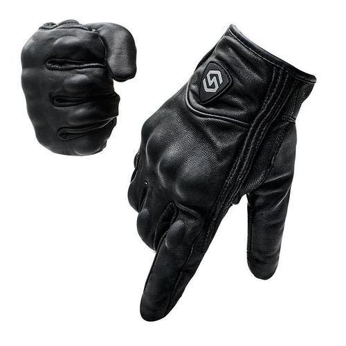 Gants De Moto De Course-Cuir Coupe-Vent,Doigt Plein,Taille L (Noir)-Cs-1047a