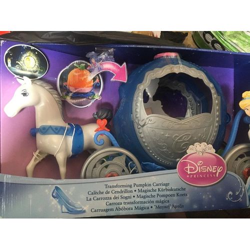 Carrosse XXL disney de cendrillon transformable en citrouille et son cheval