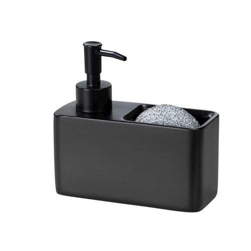 Distributeur De Savon Avec Porte Éponge - Noir
