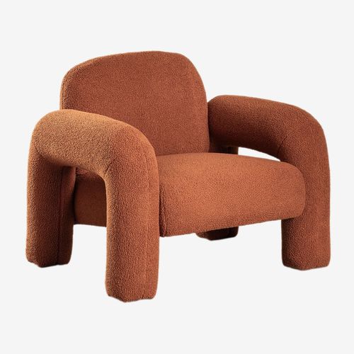 Fauteuil En Chenille Nicxon Rouge Argile