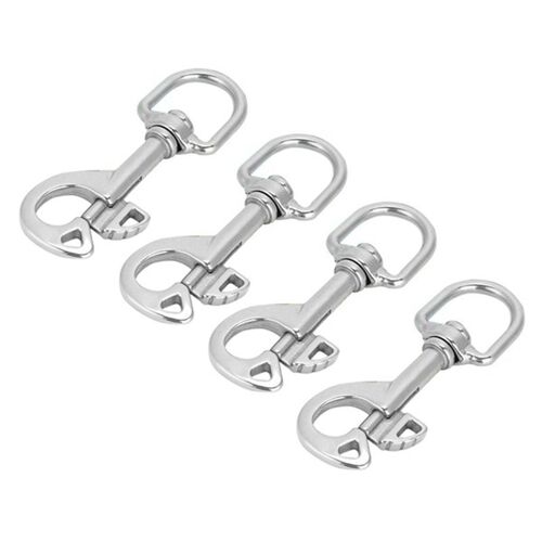 Lot de 4 Crochets de PlongéE Sous-Marine en Acier Inoxydable Pivot à ¿Il à Ressort Crochet Clip Marine Bateau 96Mm Argent