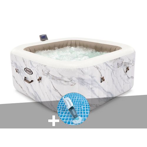 Kit spa gonflable Intex PureSpa Calacatta carré Bulles 4 places + Aspirateur