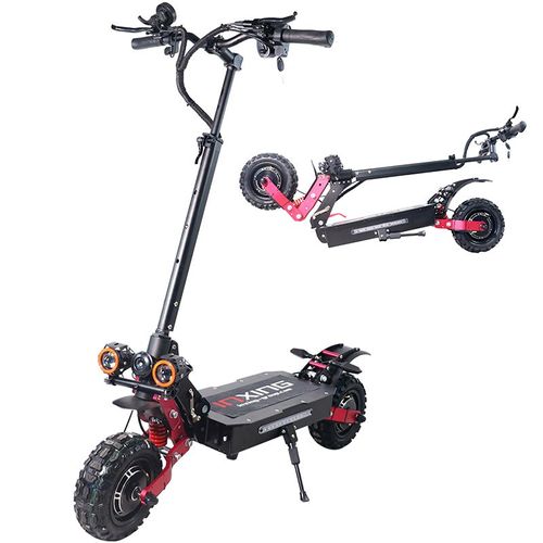 Trottinette Electrique Inshing V5 5600w Double Moteur 2600w*2, Batterie 60v38.4ah, Vitesse Maximum 85km/H, Portée 96km, Pneus Tout-Terrain 11 Pouces, Double Phare, Frein Huile, Absorption Chocs Avant Arrière