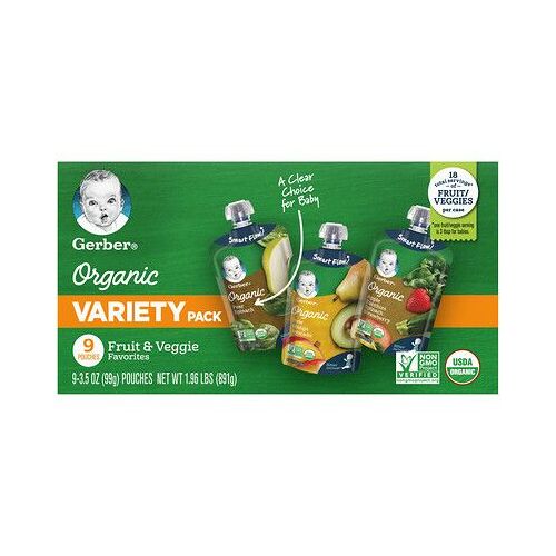 Gerber Sachet De Variétés Biologiques, 2nd Foods, Fruits Et Légumes Préférés, 9 Sachets, 99 G Chacun
