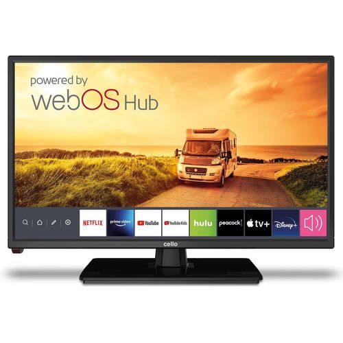 Cello 22″ Smart Camping Voyage TV 12 Volts Triple Tuner Bluetooth. Disney Plus Netflix, Apple TV Plus Prime Video Paramount Plus Caravanes Bateaux HGVS Fabriqué en Europe (modèle 2023)