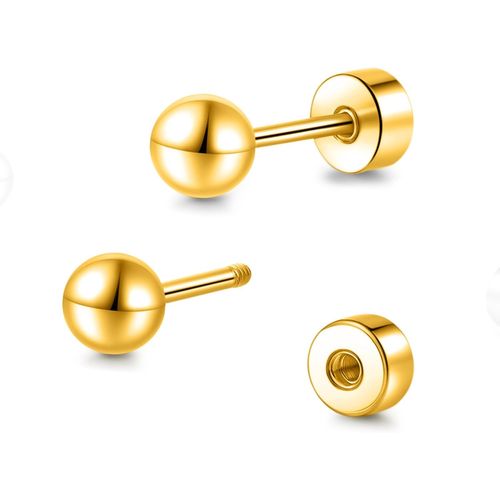 Kalanka-Boucles D'oreilles À Tige En Titane Hypoallergénique Avec Fermoir À Vis Arrière Plat 3 Mm-5 Mm, Simples Et Classiques Pour Oreilles Sensibles