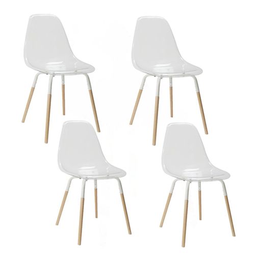 Lot De 4 Chaises Scandinave Phenix En Polypropylène Et Métal - Transparent