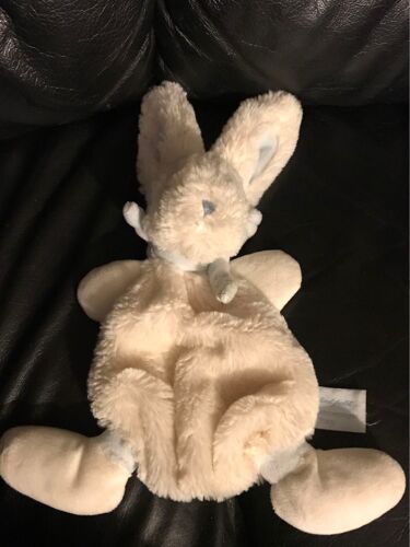 Doudou Et Compagnie Plat Lapin Bonbon Blanc Bleu  Mon Tout Petit 28cm