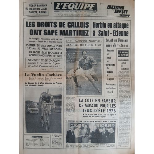 L'Equipe N°7484 Du 12/05/1970 - Saint-Etienne