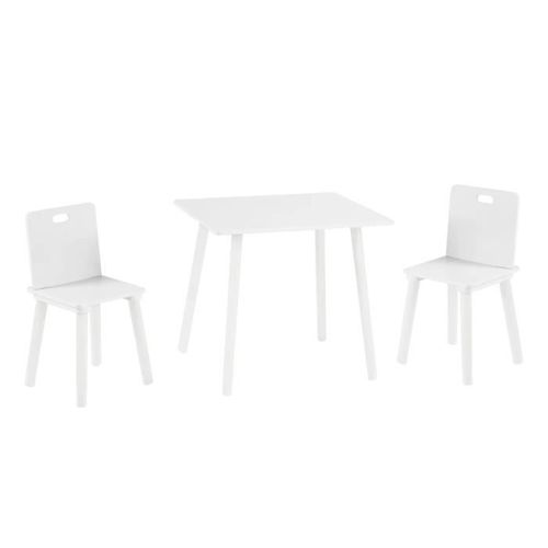 Roba Ensemble Table + 2 Chaises Pour Enfants - Set De Sièges - 3 Pièces - Pieds En Bois Massif Laqué Blanc