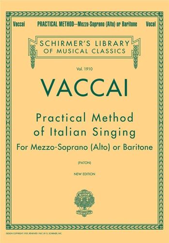 Nicola Vaccai : Practical Method Of Italian Singing - Recueil Alto / Baritone Voice Hl50262810 9780793551200