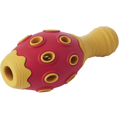 Kalanka-, Jouet En Caoutchouc Durable Pour Chiens, Design Ludique En Forme De Quille, Facile À Nettoyer, Stimule L'interaction, Taille 15,3 Cm, Couleur Rouge Et Jaune