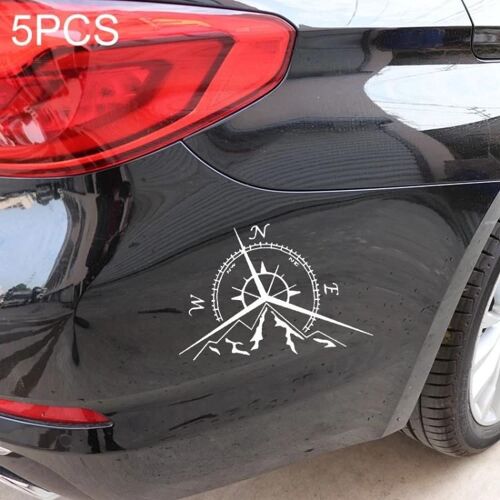 Stickers Voiture Rose Des Vents-5 Pcs Stickers Montagne Nautique,13.7x9.4cm,Argent Argent