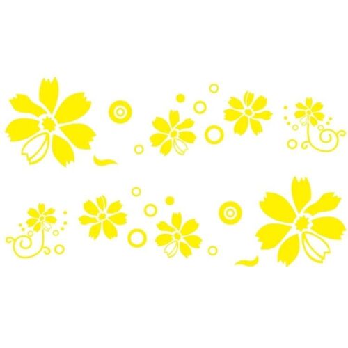 Stickers Décoratifs Voiture-2 Pcs D-510 Motif Fleurs Jaunes Par Jaune
