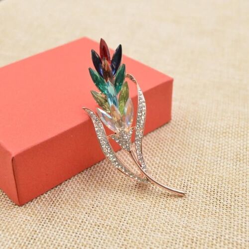 2 Pcs Multi-Colore Cristal Blé Broches Femmes Strass Broche Mode Fleur Style Bijoux Manteau Robe Corsage