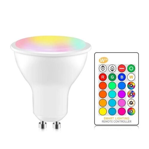 Gu10 8w Ac85-265v Projecteur Led Dimmable Télécommande Décoration De Vacances Éclairage De La Maison (Rgb + Blanc Froid