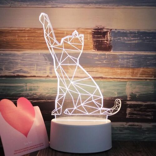 Veilleuse Led 3d Cat-Version Prise Tricolore,Blanc Et Blanc Chaud-