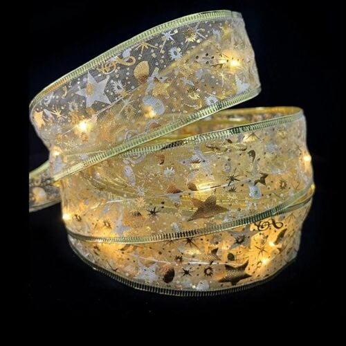 Guirlandes Lumineuses Led De Noël-20m Ruban Double Bronzant,Lumière Or Chaud Lumière Or