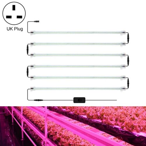 Lampe LED pour plantes-Lampe de culture à 6 têtes à spectre complet,50cm,UK Plug Pink Light UK Plug