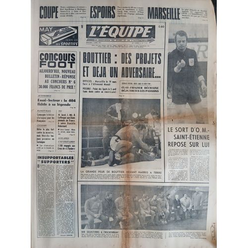 L'Equipe N°7737 Du 03/03/1971 - Boxe : Bouttier : Des Projets Et Déjà Un Adversaire...